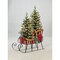 Decorative Sleigh with Pre-Lit Topiaries, Holiday Metal Sleigh Display with LED Trees, Gift Boxes, and Wreath
